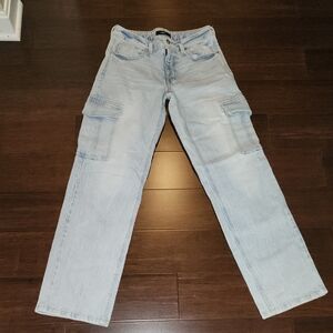 Edgely Mid-rise Relaxed Boyfriend Straight Denim Cargo Jeans Women's Sz 2